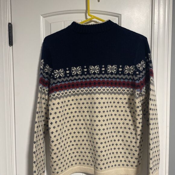 Vintage Lands End Wool Pullover Nordic Fair Isle Ski Sweater Unisex Size Small - Picture 4 of 4